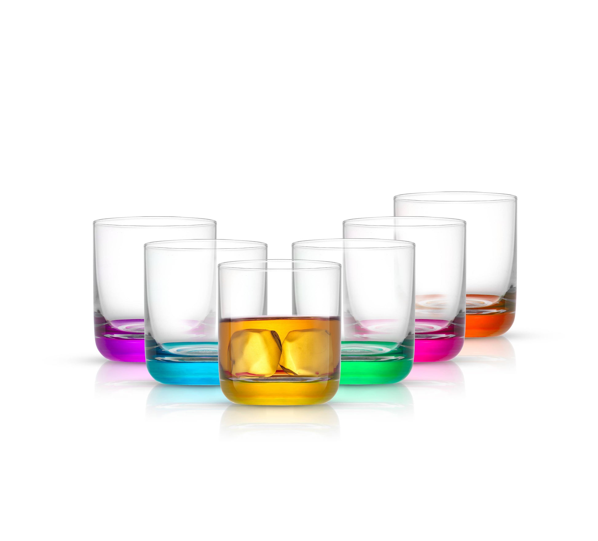 JoyJolt - Hue Colored Whiskey Tumbler Glasses, Set of 6 - Especially Kitchens