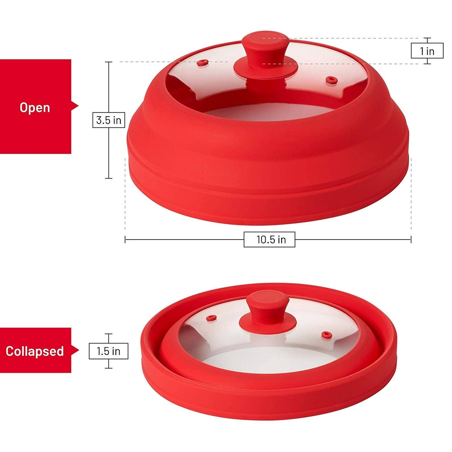 Microwave Glass Plate Cover Lid - Vented and Collapsible Bezrat
