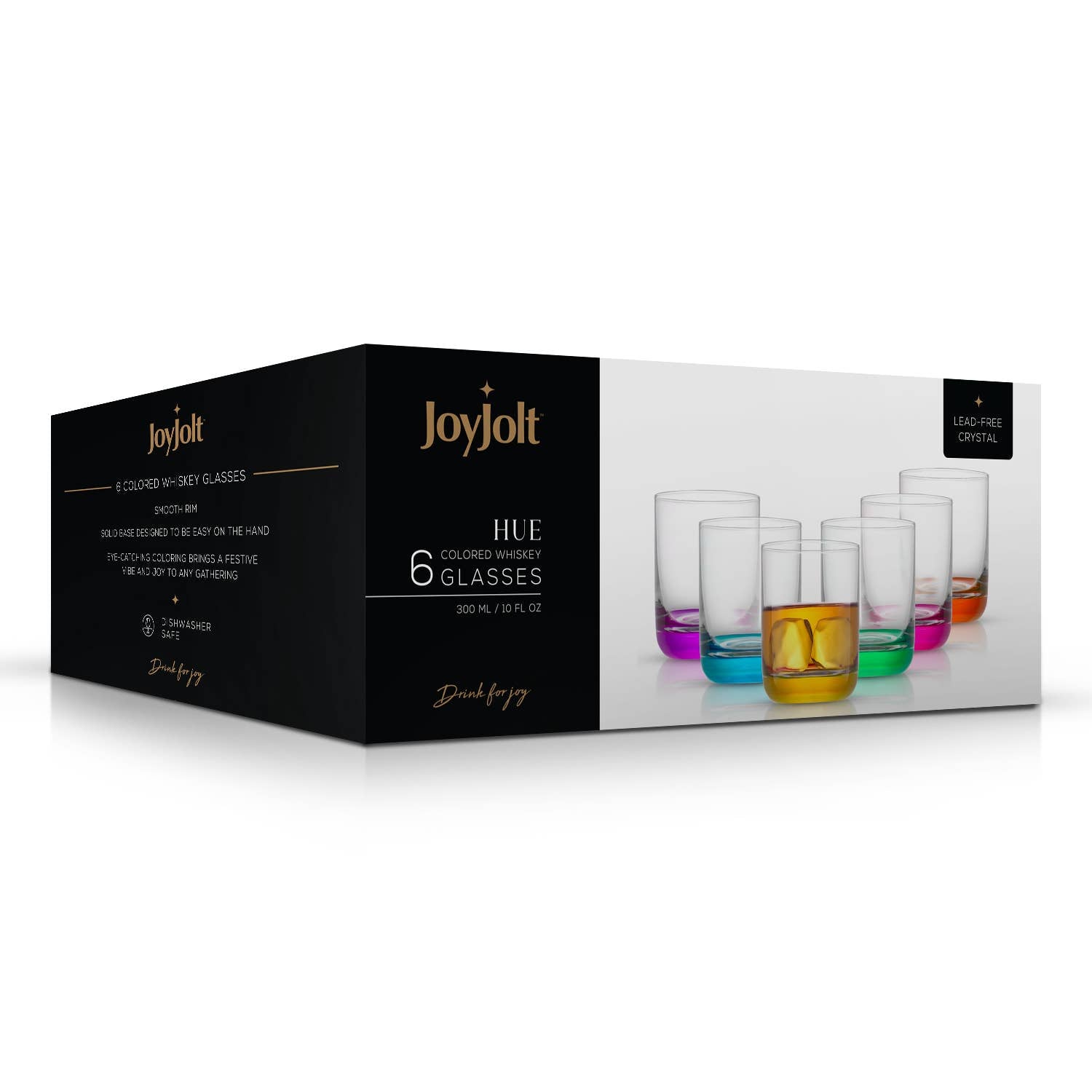 JoyJolt - Hue Colored Whiskey Tumbler Glasses, Set of 6 - Especially Kitchens