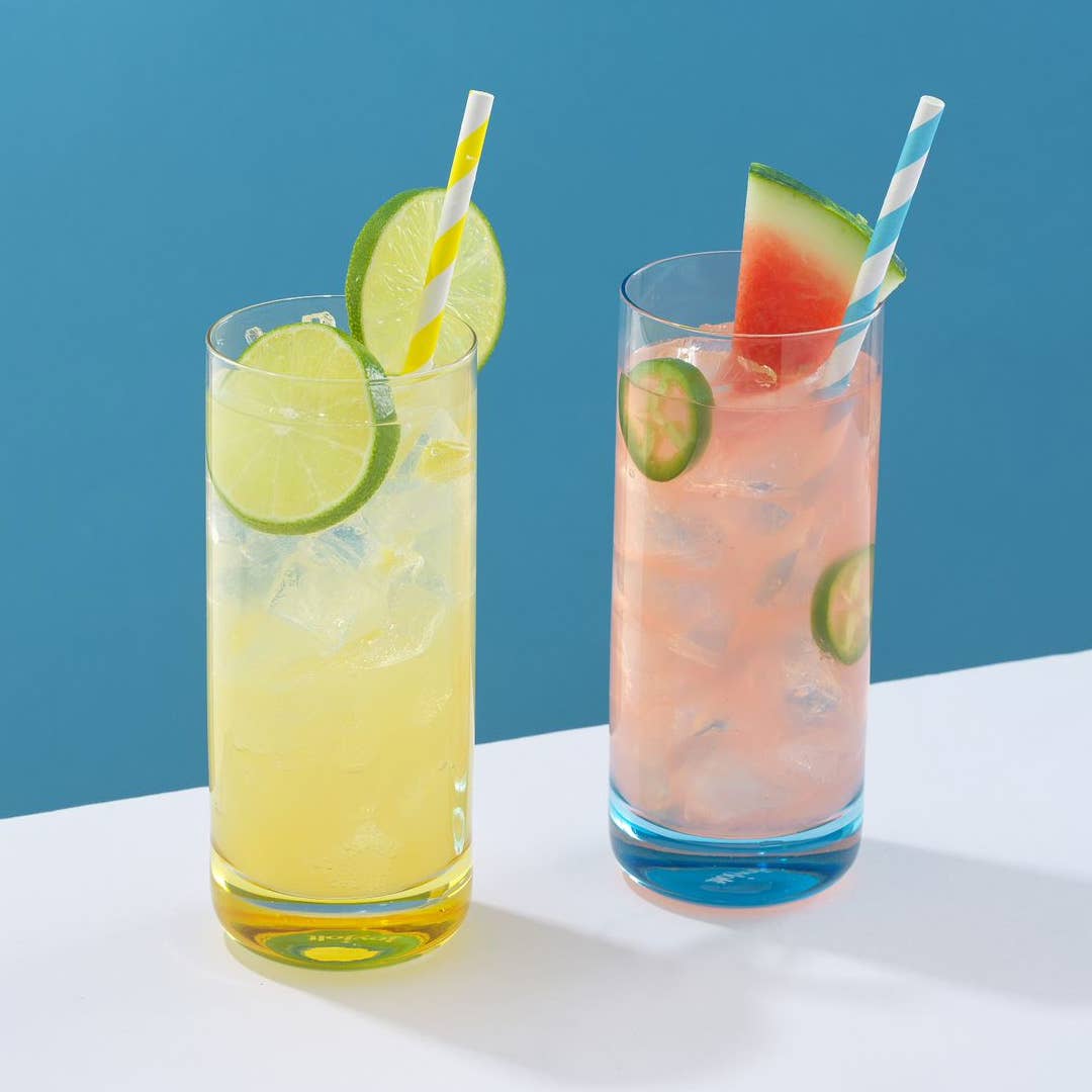 JoyJolt - JoyJolt Hue Colored Highball Drinking Glasses - Set of 6 - Especially Kitchens