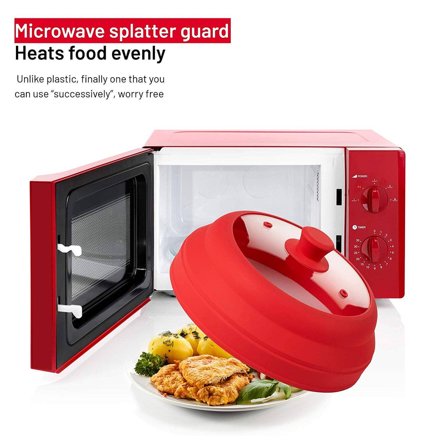 Microwave Glass Plate Cover Lid - Vented and Collapsible Bezrat