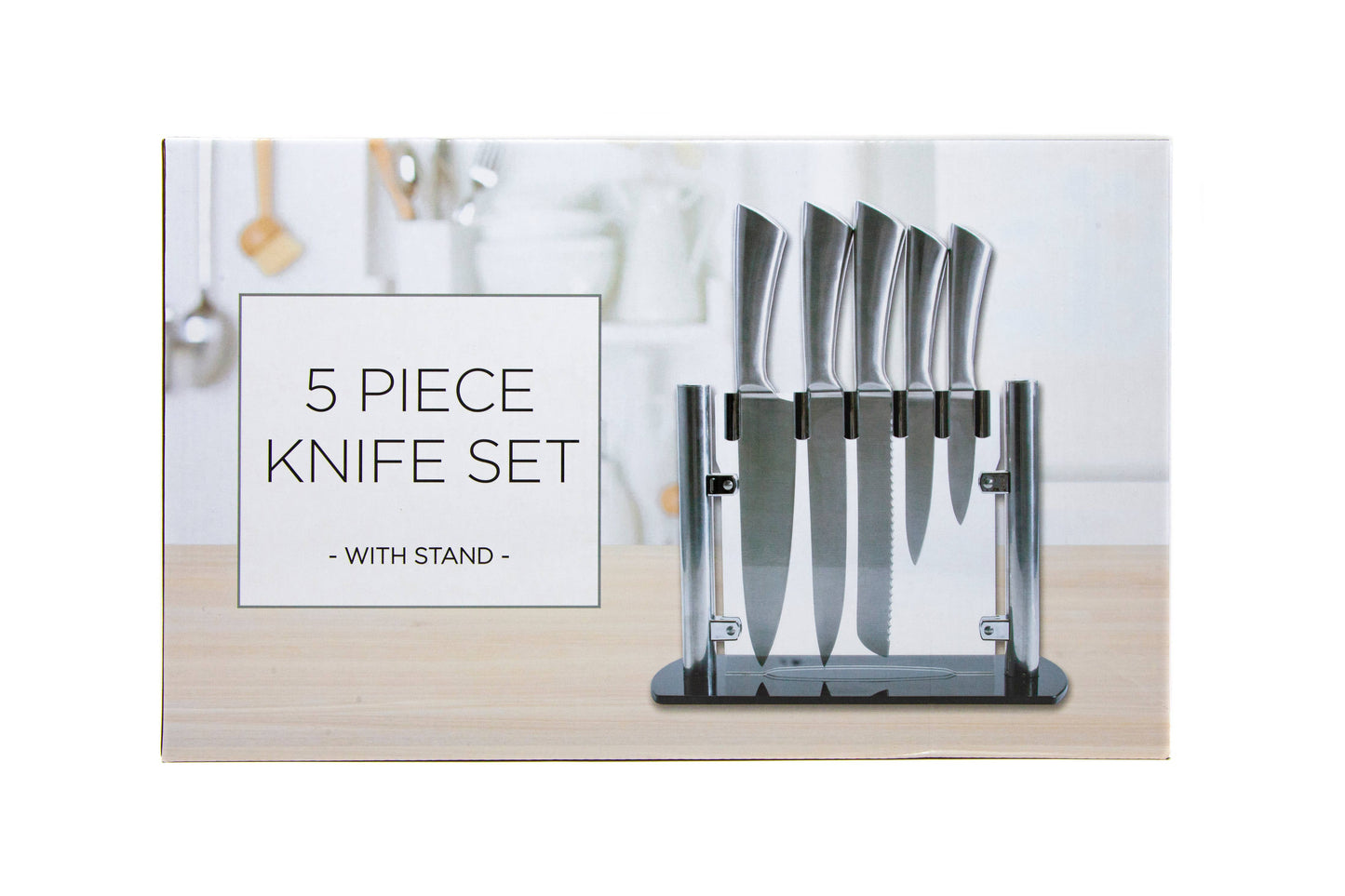 5-Piece Stainless Steel Knife Set with Stand YOUZEY