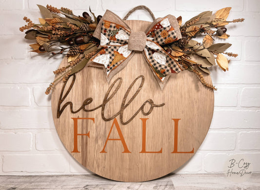 B-Cozy Home Decor - Hello Fall Door Hanger, Fall Wreath, Fall Door Decor, Hi: Fall Gnomes B-Cozy Home Decor