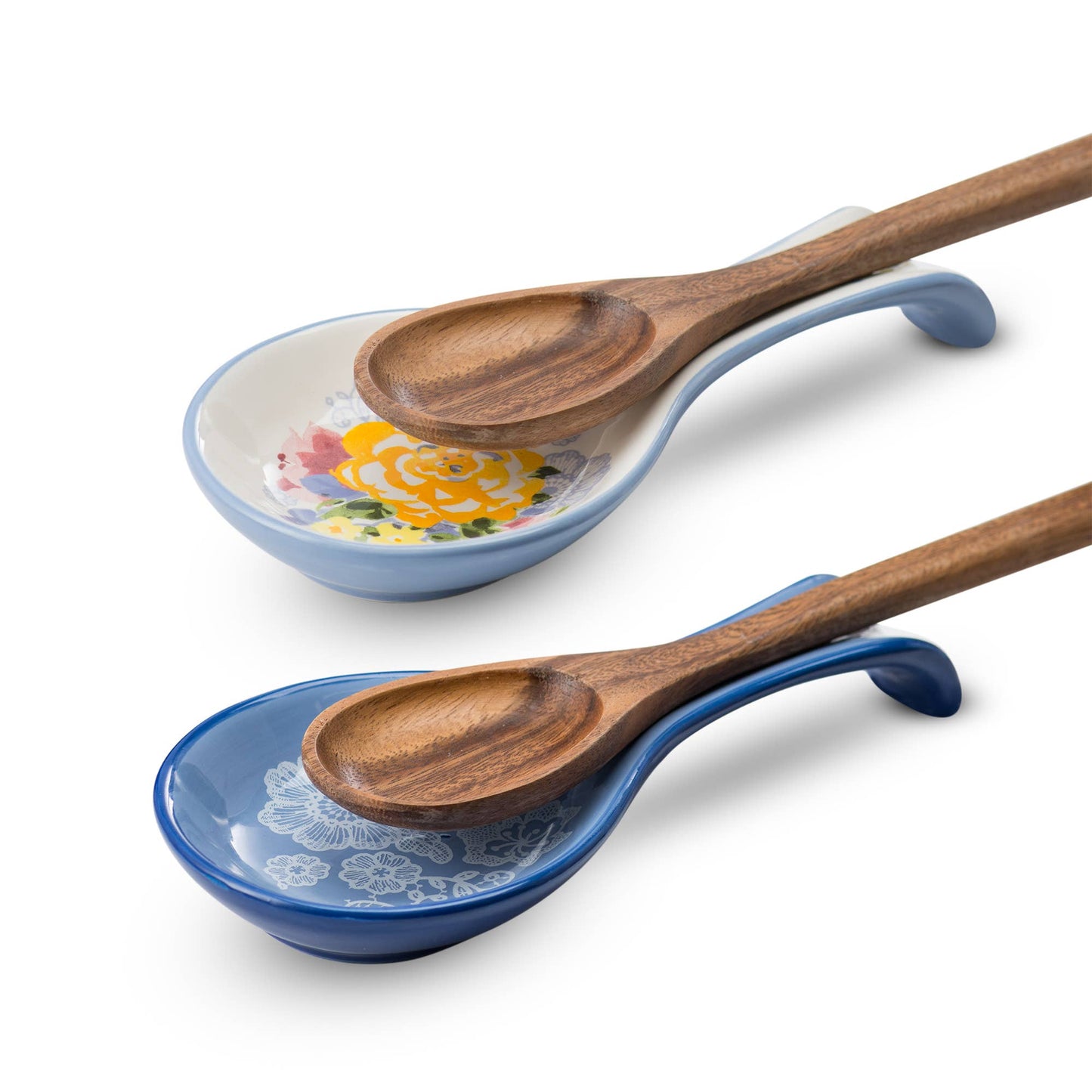 Kook Ceramic Spoon Rests, Set of 2: Floral Kook