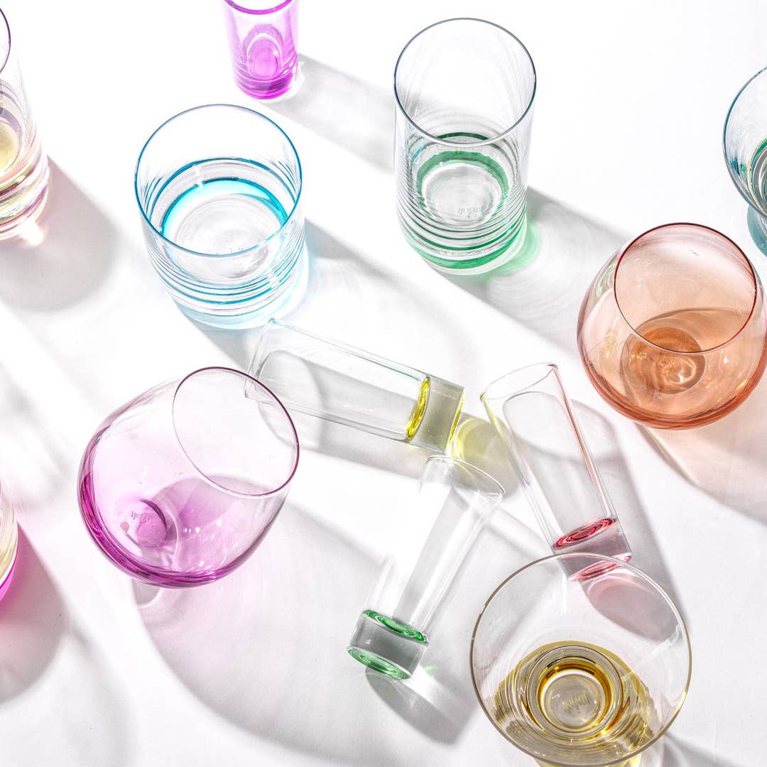 JoyJolt - JoyJolt Hue Colored Highball Drinking Glasses - Set of 6 - Especially Kitchens