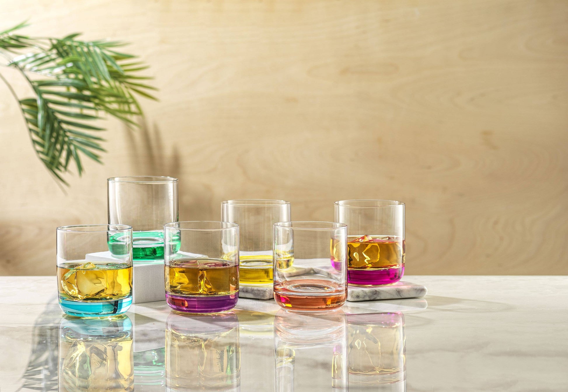 JoyJolt - Hue Colored Whiskey Tumbler Glasses, Set of 6 - Especially Kitchens