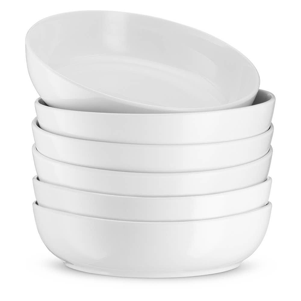 Kook Ceramic Pasta Bowls, 40 oz, White, Set of 6 Kook
