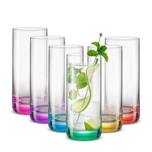 JoyJolt - JoyJolt Hue Colored Highball Drinking Glasses - Set of 6 - Especially Kitchens
