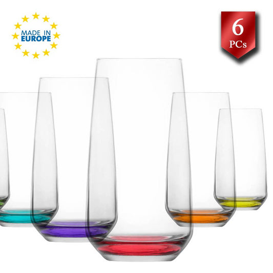 Hakan - Colorful Based Juice and Water Drinking Glasses Set of 6 Hakan
