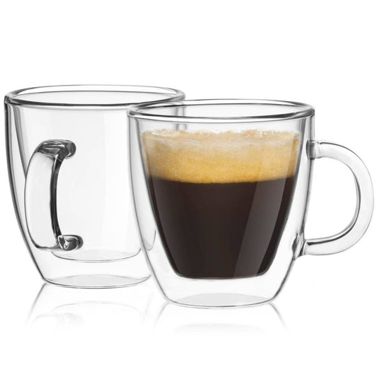 JoyJolt - Savor Double Wall Espresso Glasses, 5.4 oz Set of 2: Borosilicate Glassware - Especially Kitchens