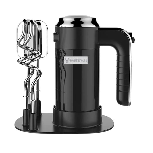 Westinghouse - 5 Speed Hand Mixer with Base - Retro Series, Beaters & Hooks: Black Westinghouse