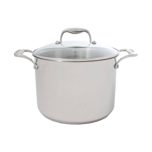 Stainless Steel Stockpot w/Lid, 8qt, 2 pc: Silver Tuxton Home
