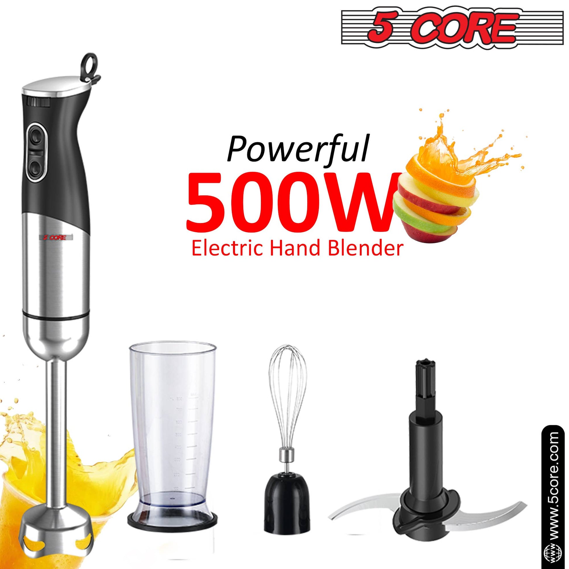 5 Core Inc. - 5 Core Immersion Blender Handheld 500W w 800ml Mixing Beaker 5 Core Inc.