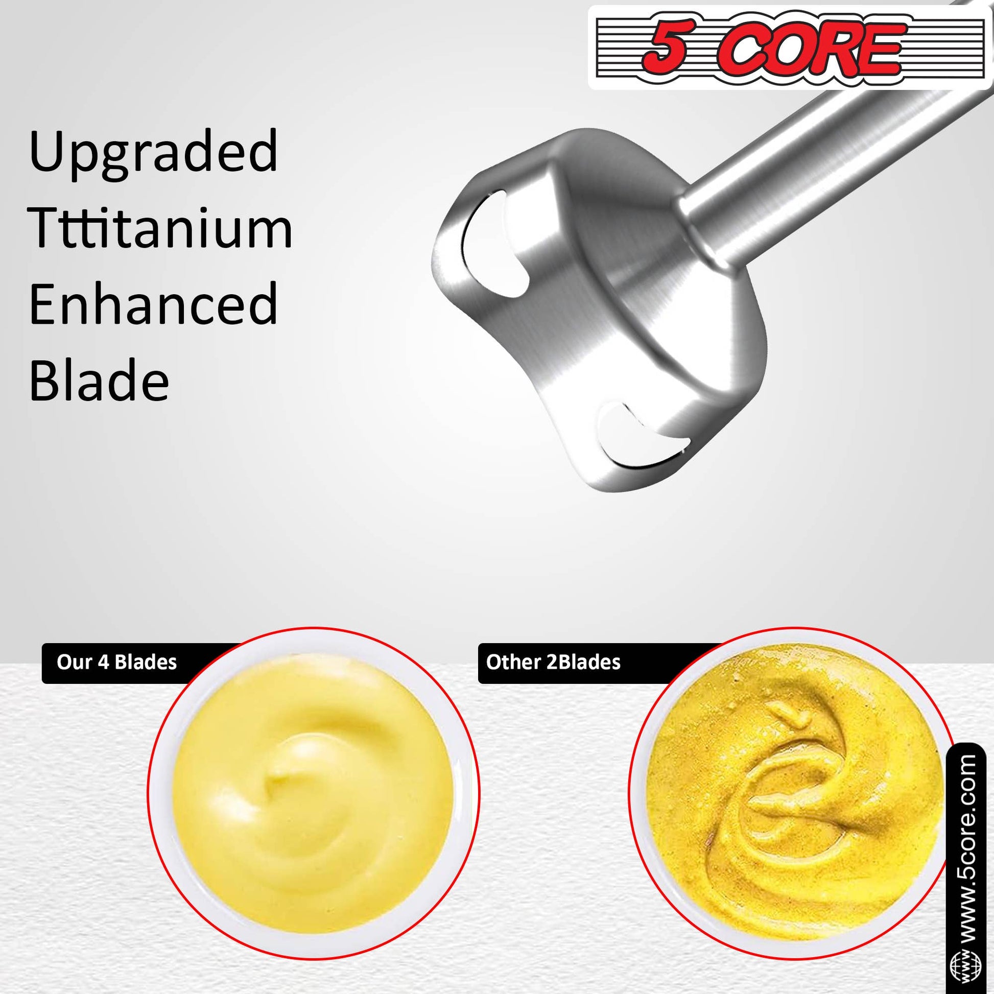 5 Core Inc. - 5 Core Immersion Blender Handheld 500W w 800ml Mixing Beaker 5 Core Inc.