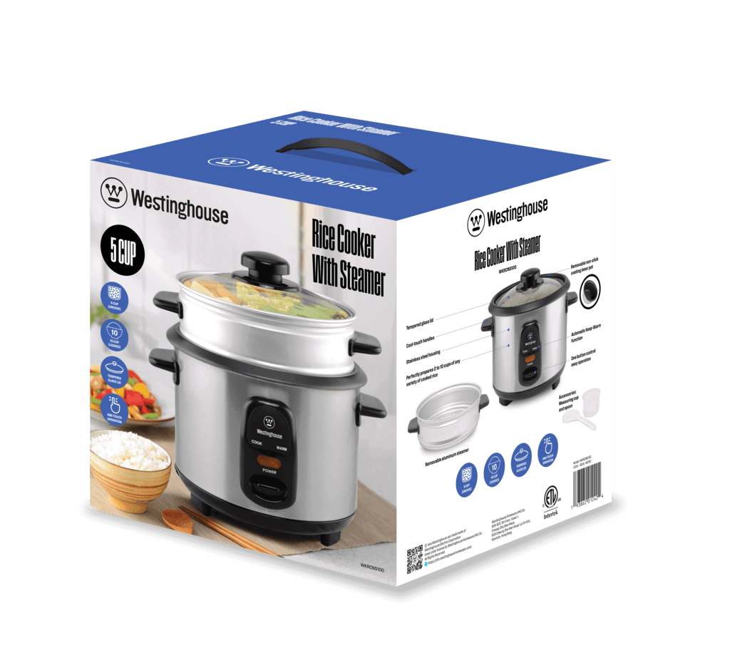 Westinghouse - 5 Cup Rice Cooker with Steamer, Scoop & Measuring Cup, Promo Westinghouse