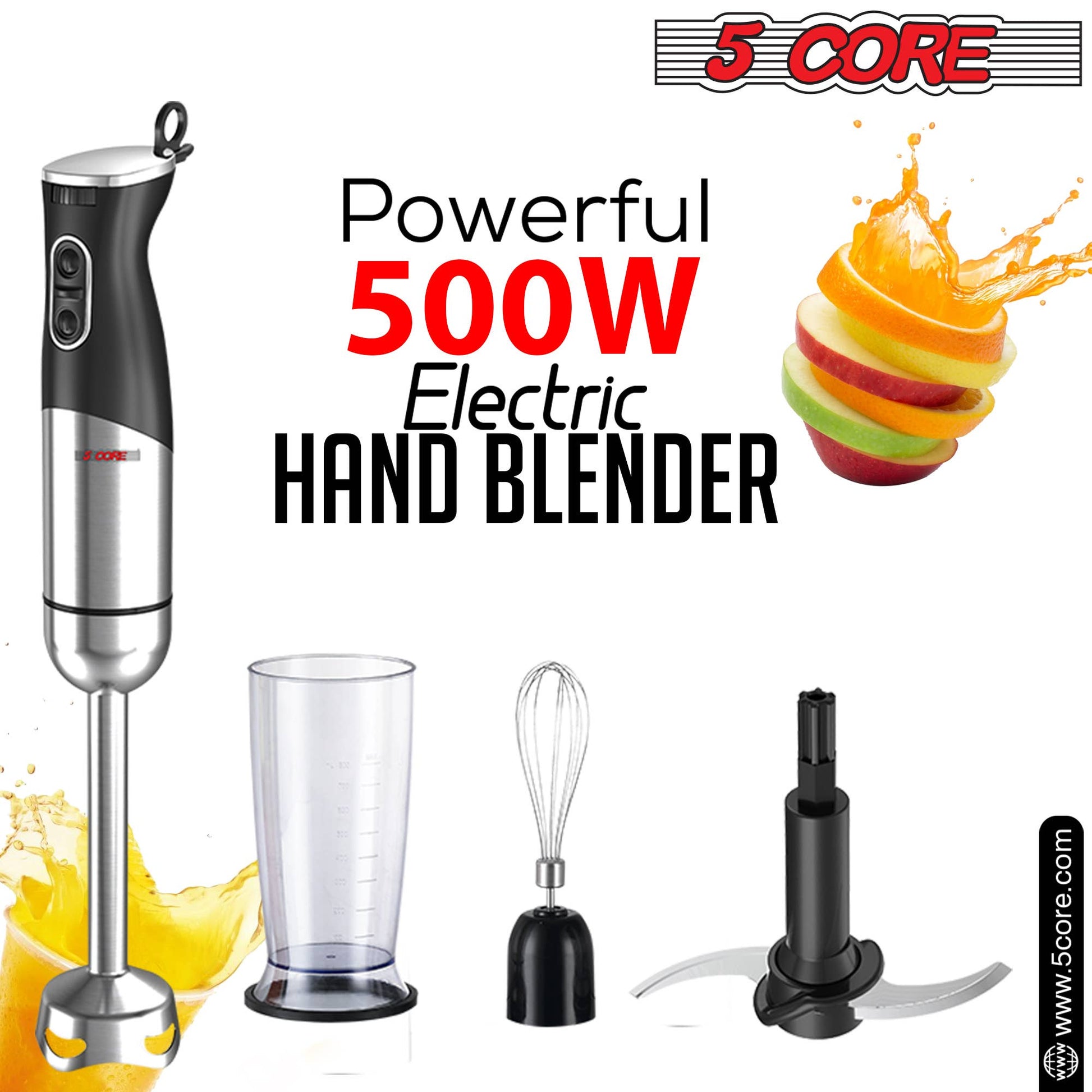 5 Core Inc. - 5 Core Immersion Blender Handheld 500W w 800ml Mixing Beaker 5 Core Inc.