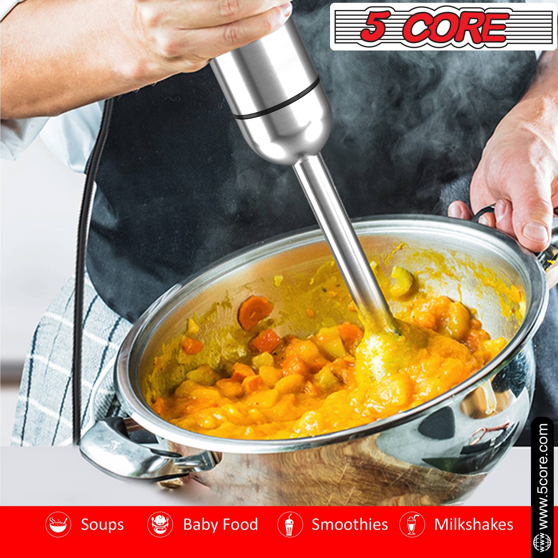 5 Core Inc. - 5 Core Immersion Blender Handheld 500W w 800ml Mixing Beaker 5 Core Inc.