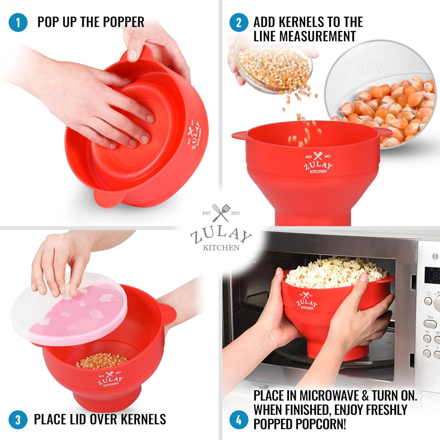 Zulay Kitchen - Microwave Popcorn Popper Collapsible: Aqua Zulay Kitchen