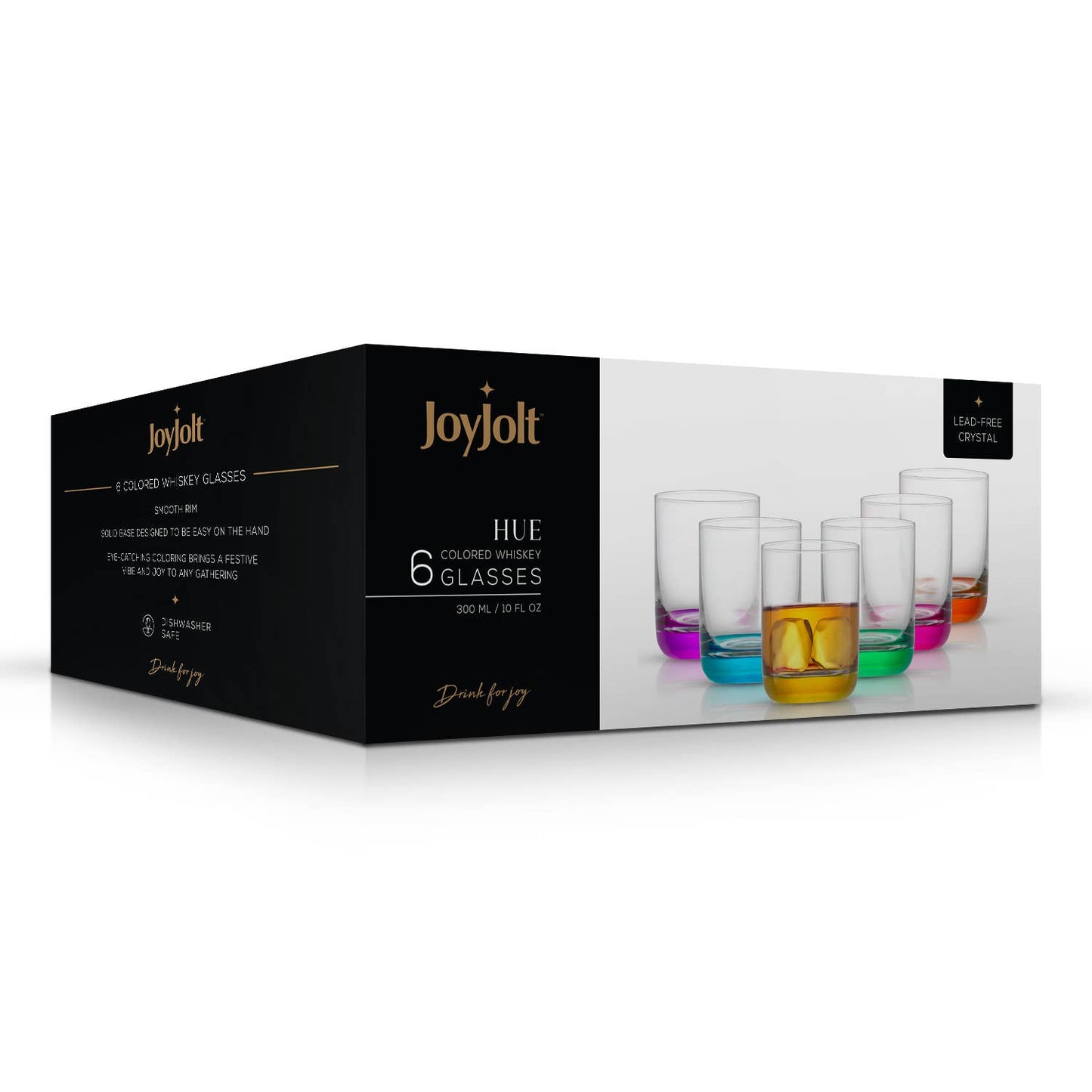 JoyJolt - Hue Colored Whiskey Tumbler Glasses, Set of 6 -  Especially Kitchens