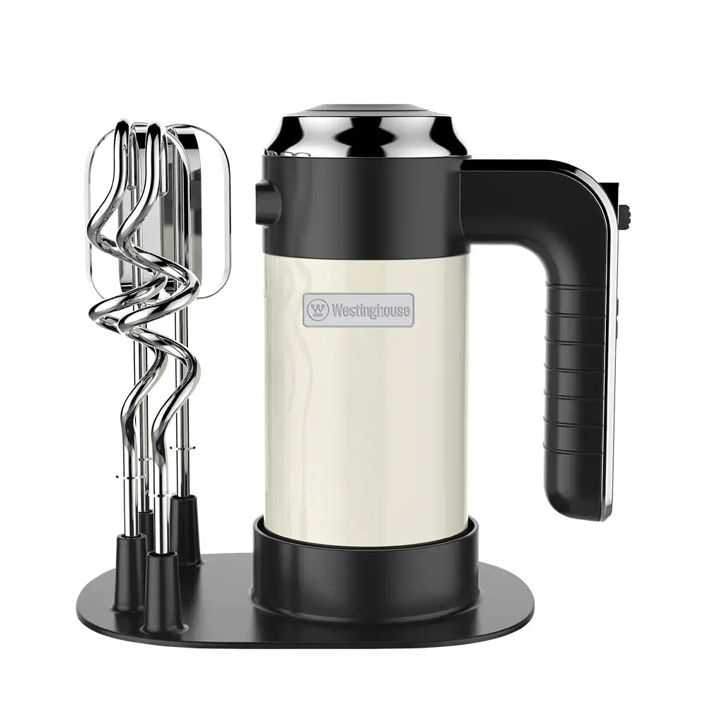 Westinghouse - 5 Speed Hand Mixer with Base - Retro Series, Beaters & Hooks: Black Westinghouse