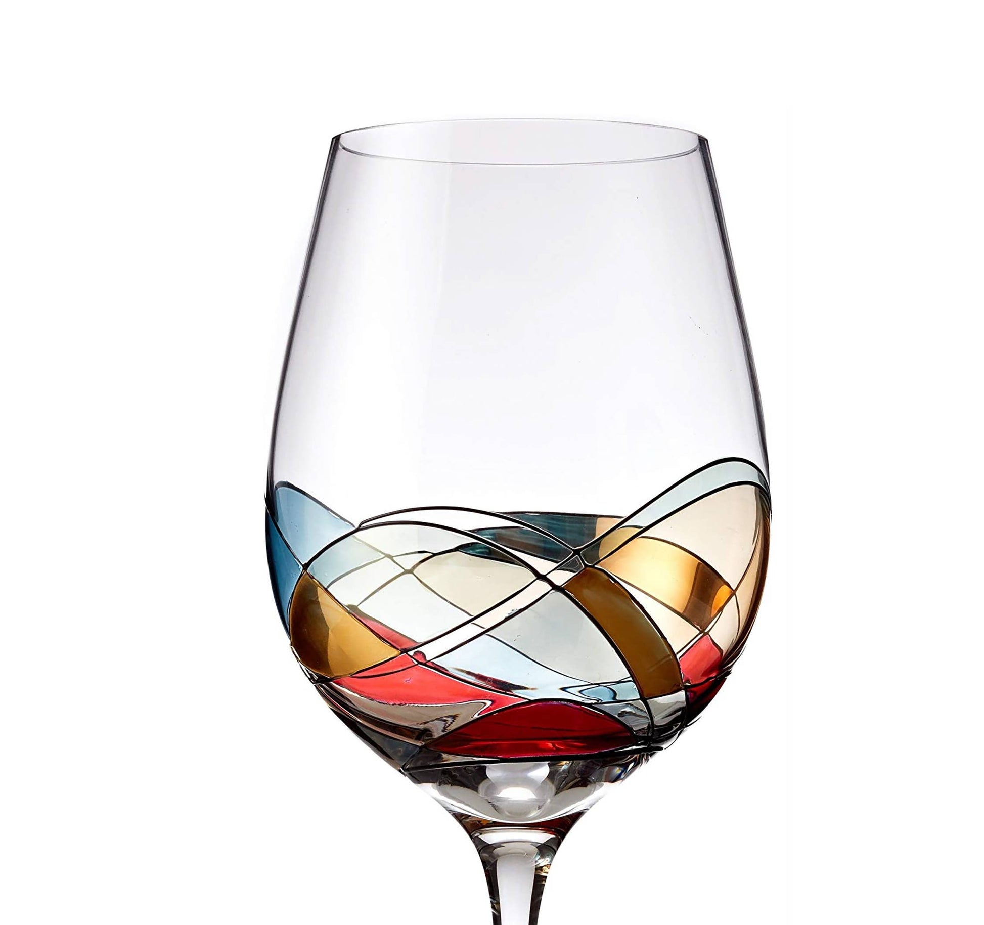 Bezrat Hand Painted Red Wine Glasses Set of 2 Bezrat