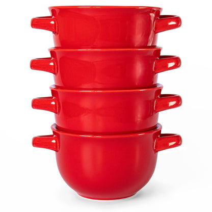 Kook Ceramic Soup Crocks, 18 oz, Set of 4: Cherry Kook