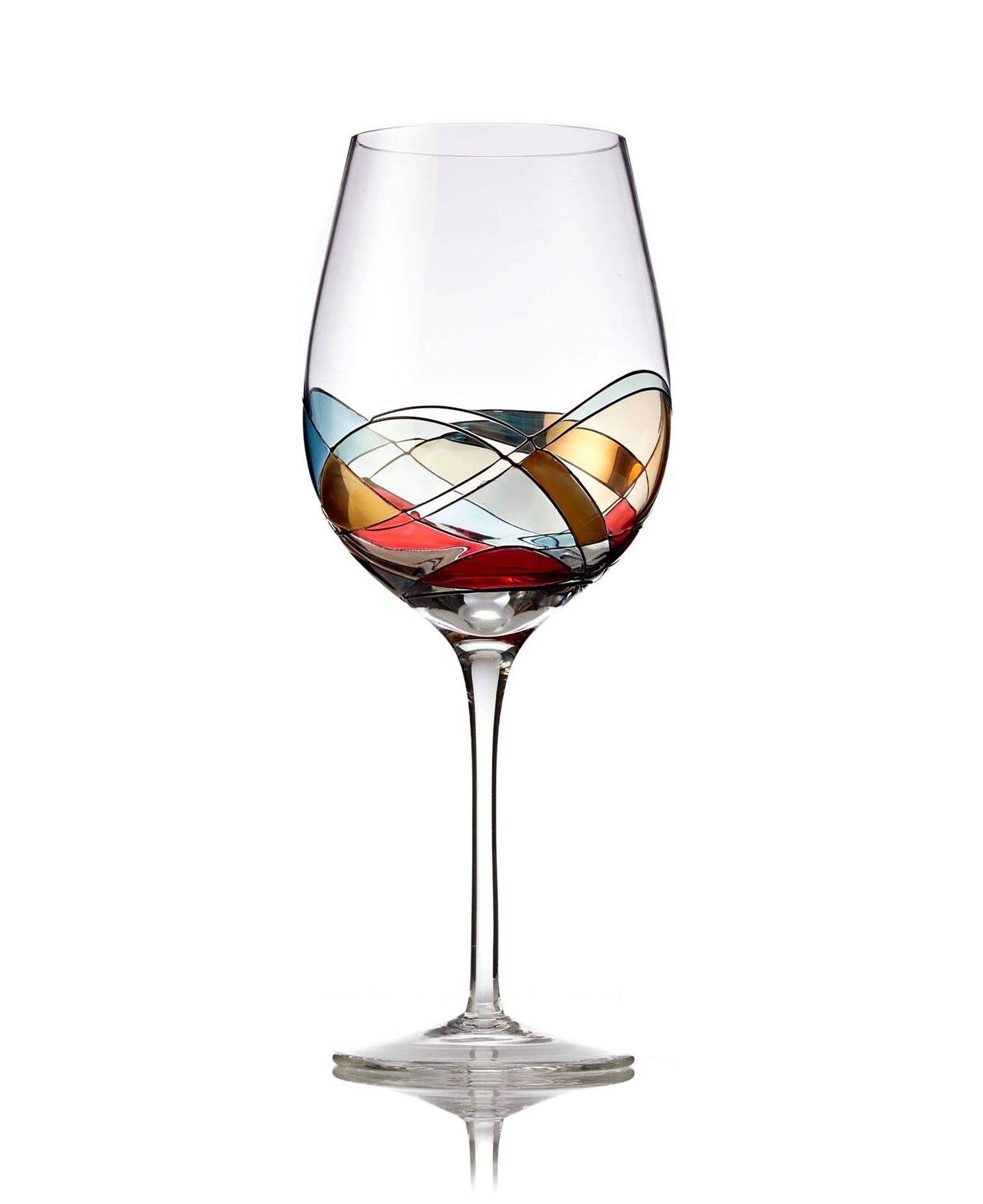 Bezrat Hand Painted Red Wine Glasses Set of 2 Bezrat