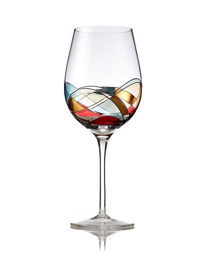 Bezrat Hand Painted Red Wine Glasses Set of 2 Bezrat