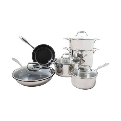 Stainless Steel Ceramic Nonstick Cookware Set, 10-Piece Set: Housewarming Tuxton Home