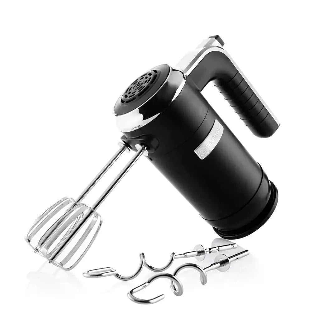 Westinghouse - 5 Speed Hand Mixer with Base - Retro Series, Beaters & Hooks: Black Westinghouse