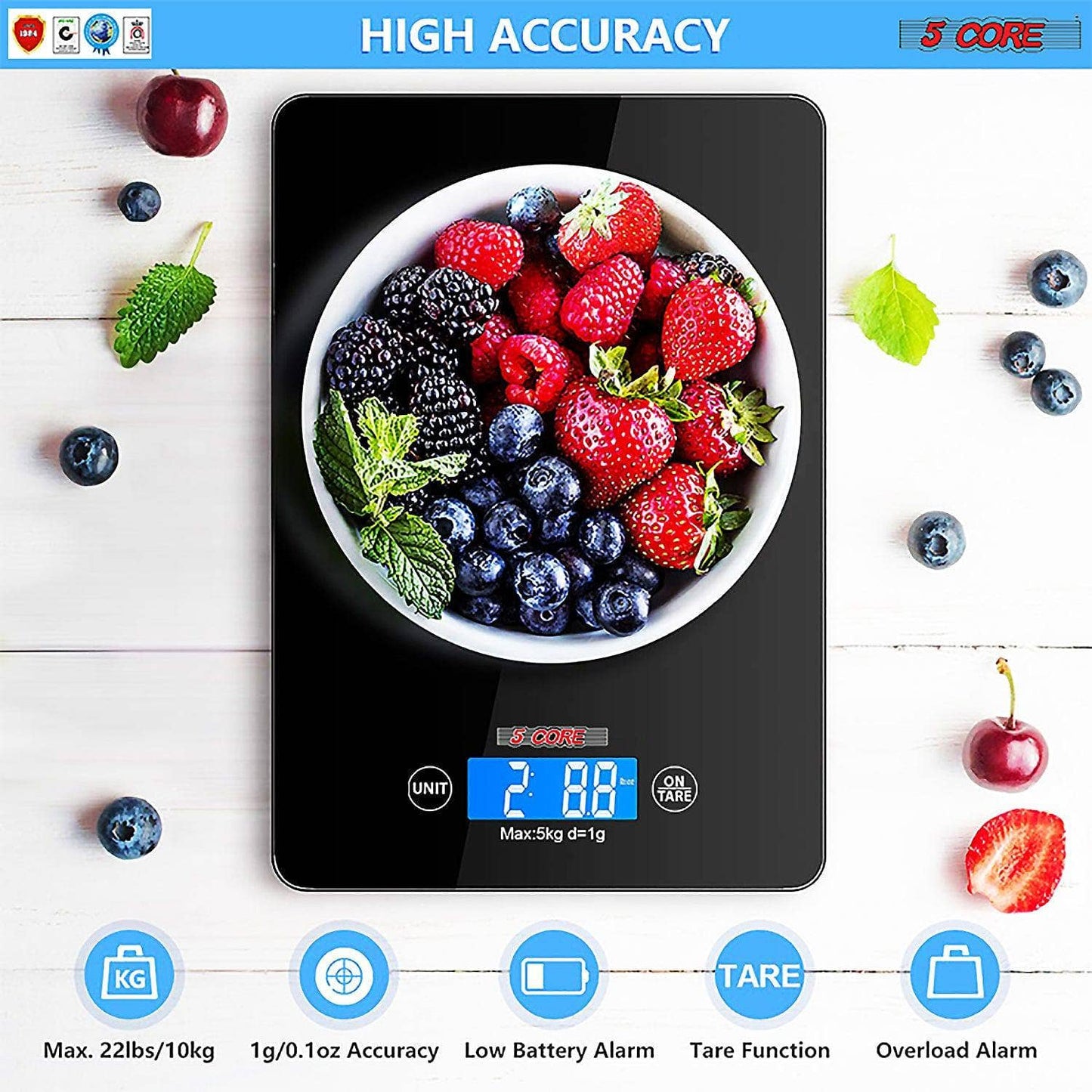 5 Core Inc. - 5 Core Portable Food Kitchen Scale with LCD Display 5 Core Inc.