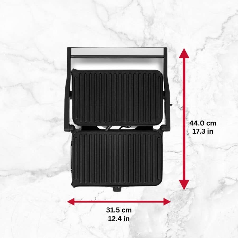 Holstein Housewares - 2-SLICE PANINI PRESS + 180° GRILL: BLACK/STAINLESS STEEL Holstein Housewares