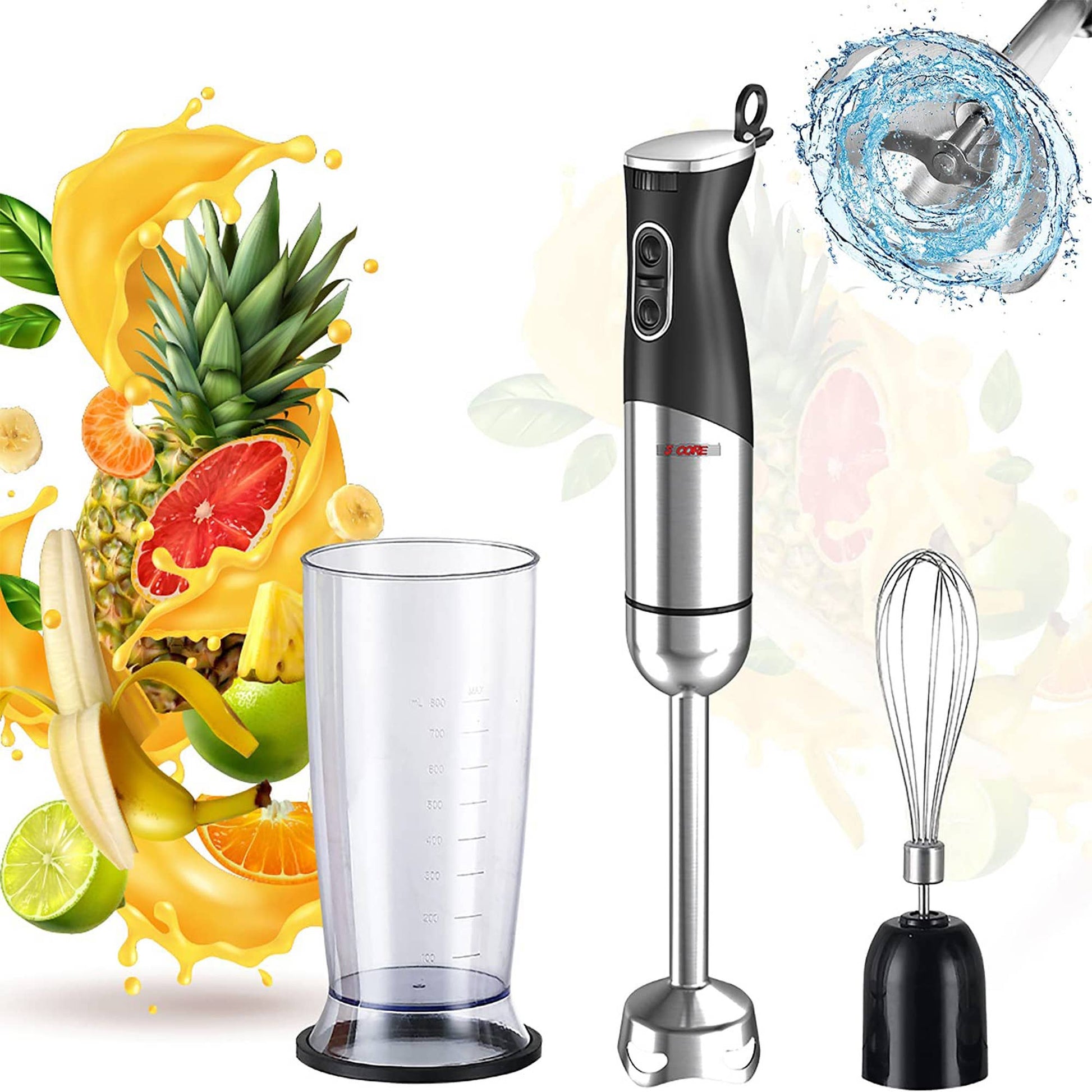 5 Core Inc. - 5 Core Immersion Blender Handheld 500W w 800ml Mixing Beaker 5 Core Inc.