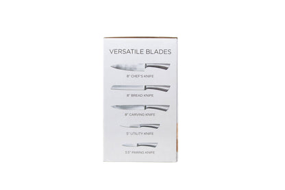 5-Piece Stainless Steel Knife Set with Stand YOUZEY