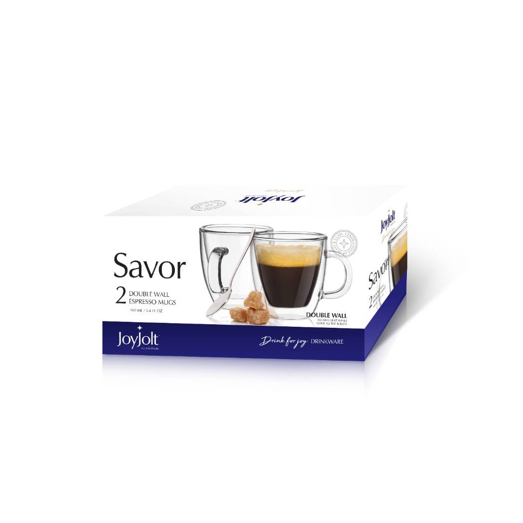 JoyJolt - Savor Double Wall Espresso Glasses, 5.4 oz Set of 2: Borosilicate Glassware -  Especially Kitchens
