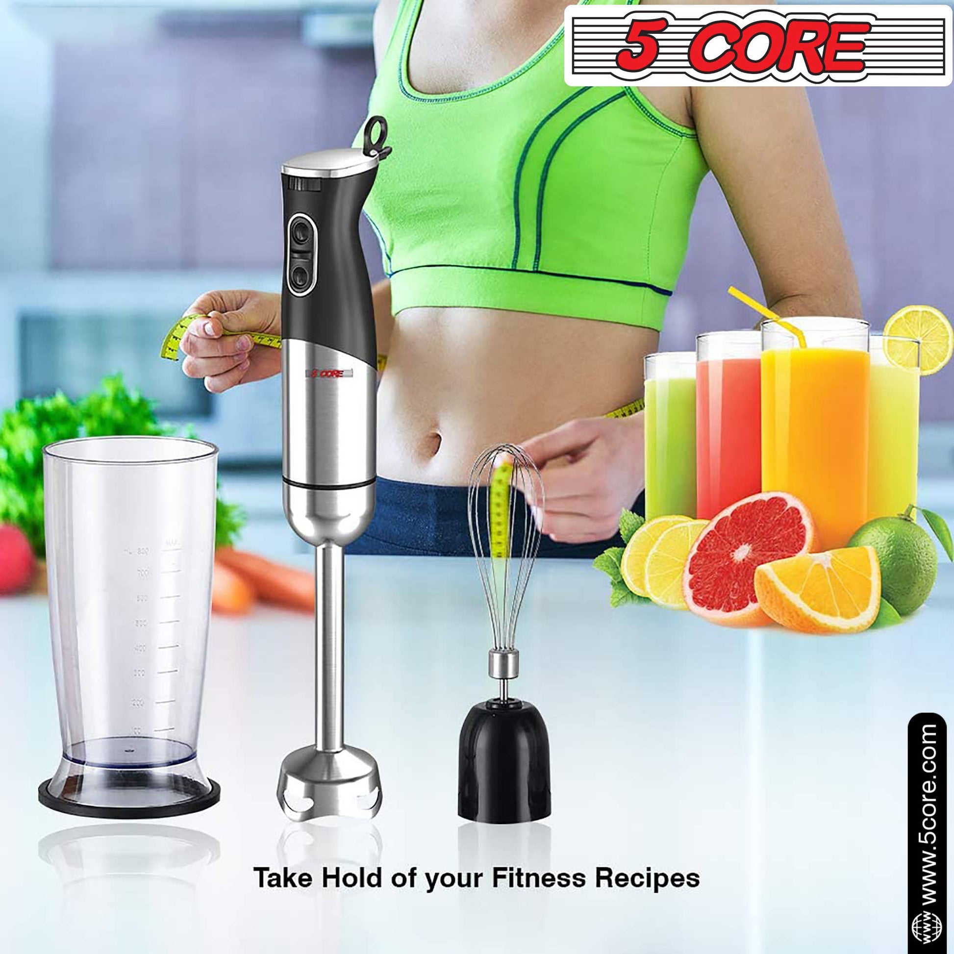 5 Core Inc. - 5 Core Immersion Blender Handheld 500W w 800ml Mixing Beaker 5 Core Inc.