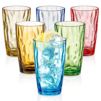 Alpine - UNBREAKABLE Shatterproof Plastic Drinking Cups (Set of 6): 16 Ounces (Highball) / Colorful (Multi Color) -  Especially Kitchens