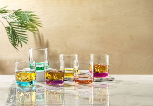 JoyJolt - Hue Colored Whiskey Tumbler Glasses, Set of 6 -  Especially Kitchens
