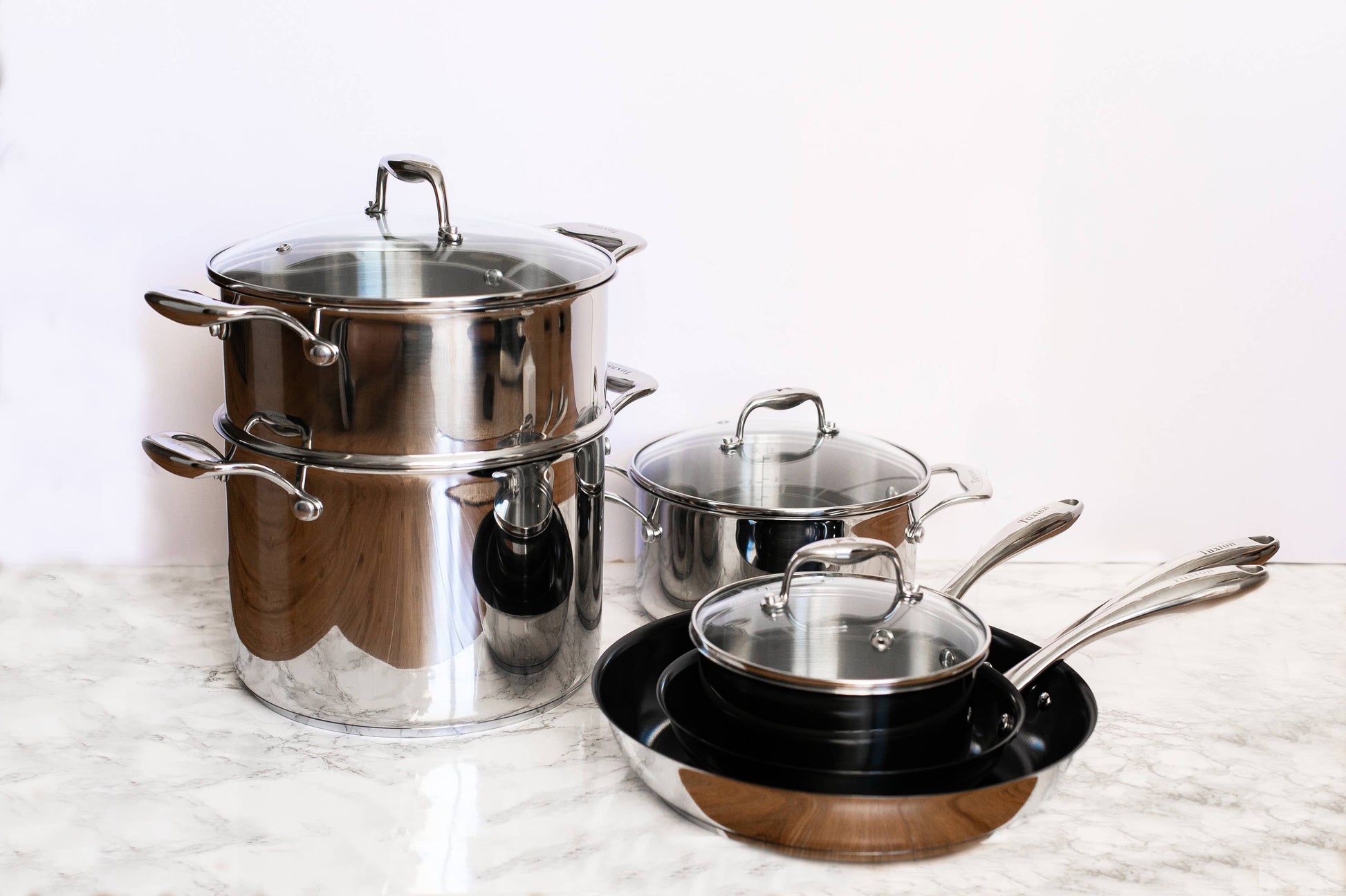 Stainless Steel Ceramic Nonstick Cookware Set, 10-Piece Set: Housewarming Tuxton Home