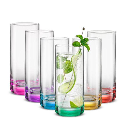 JoyJolt - JoyJolt Hue Colored Highball Drinking Glasses - Set of 6 -  Especially Kitchens