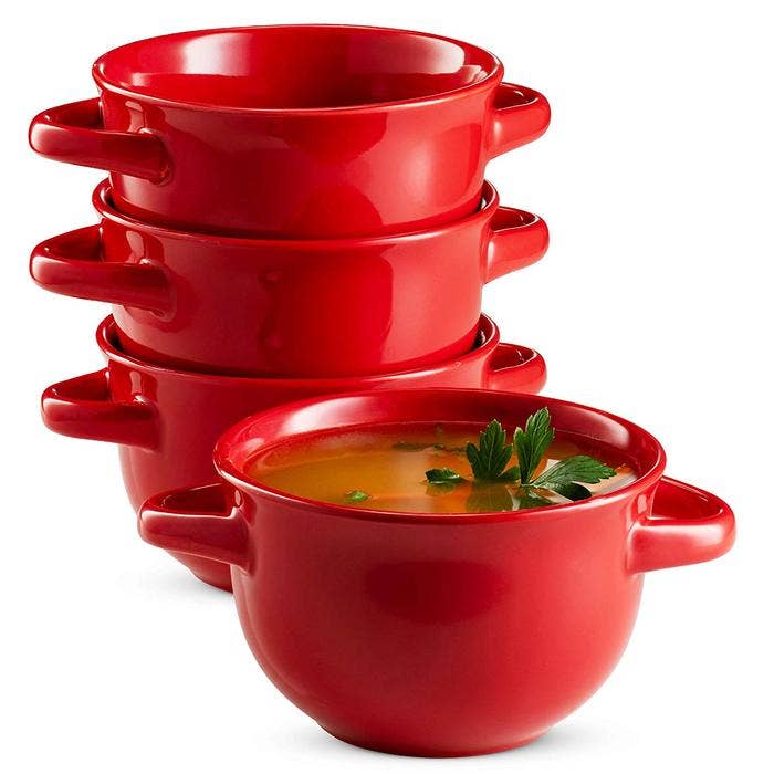 Kook Ceramic Soup Crocks, 18 oz, Set of 4: Cherry Kook