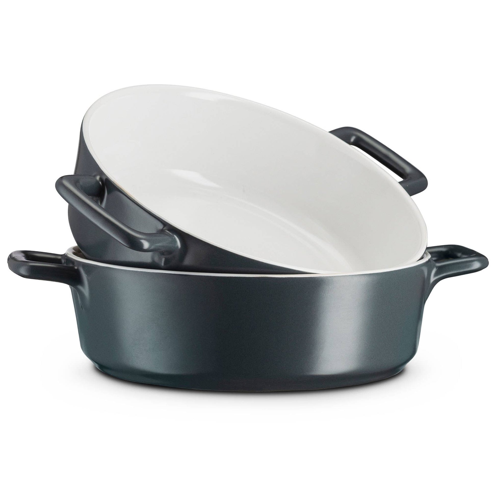 Kook Ceramic Casserole Dishes, 40 oz, Dark Grey, Set of 2 Kook