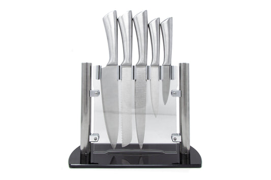 5-Piece Stainless Steel Knife Set with Stand YOUZEY